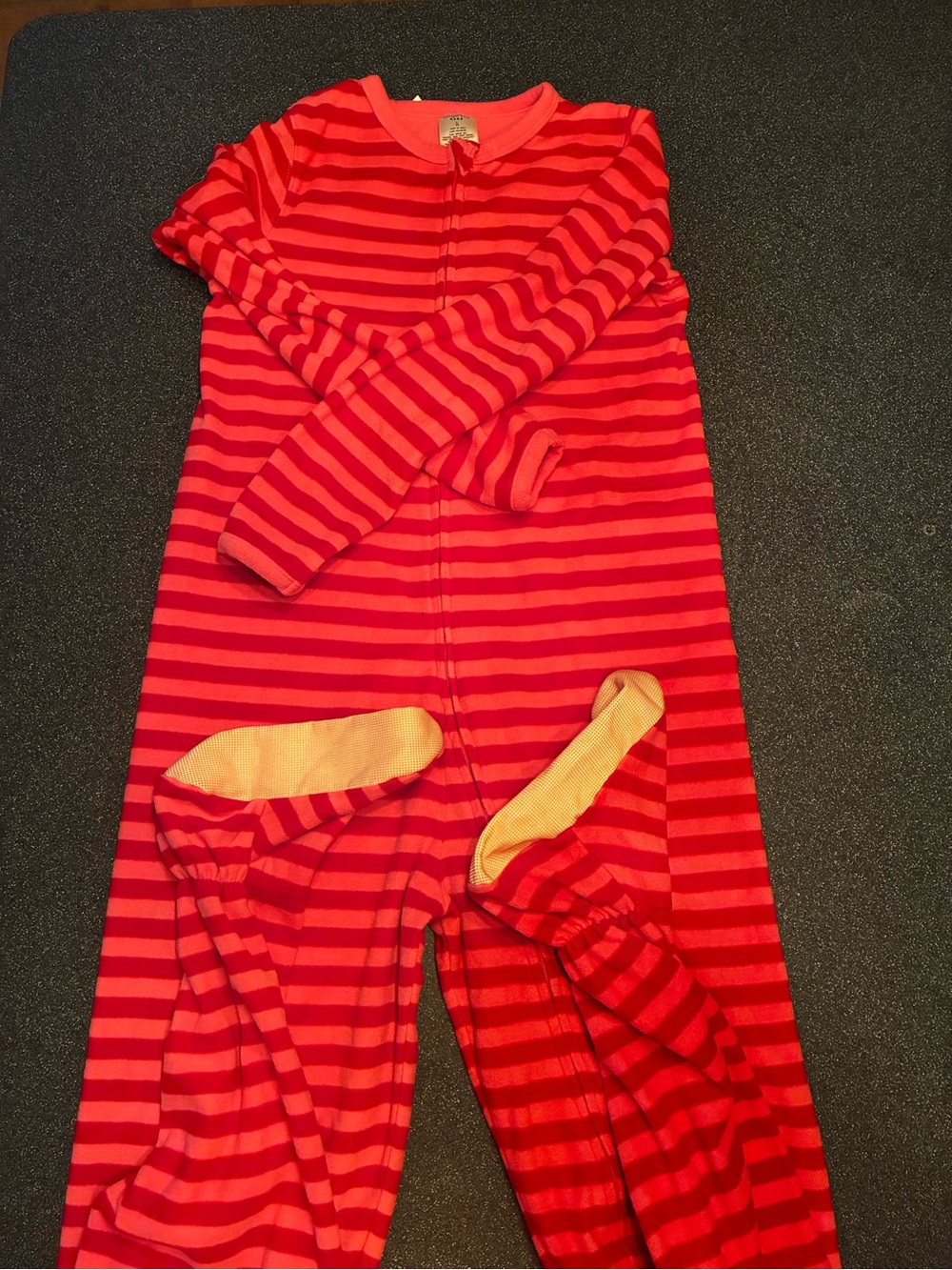 Lands' End Red and Pink Striped Kids Footed One-Piece